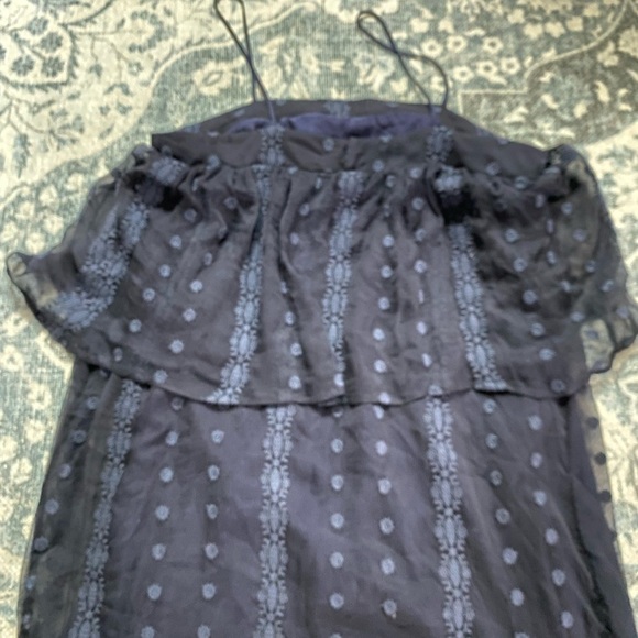 House of Harlow Pure Silk Navy Blue Mini Dress with Spaghetti Straps Size Small - Picture 8 of 8
